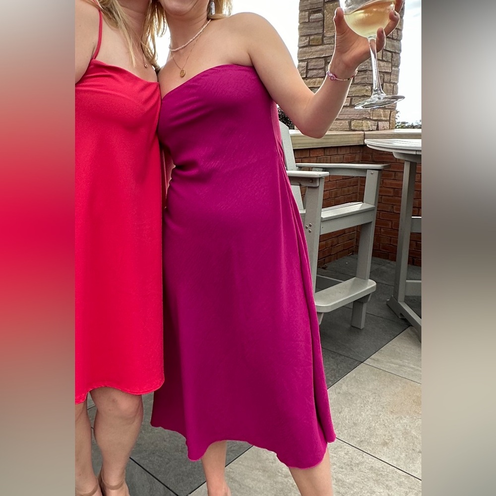 See You Monday Vibrant Pink Strapless Dress